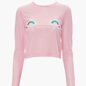 Mesh Rainbow Sequin Top